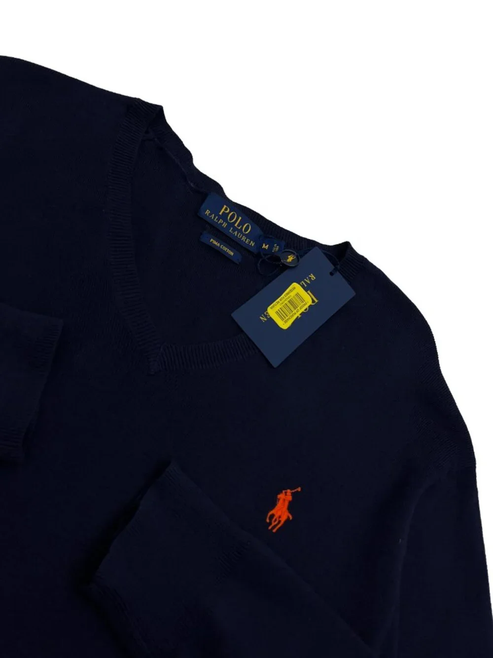 Polo Ralph Lauren NEW NWT Blue Cotton V-neck Lightweight Sweater Shirt Mens M